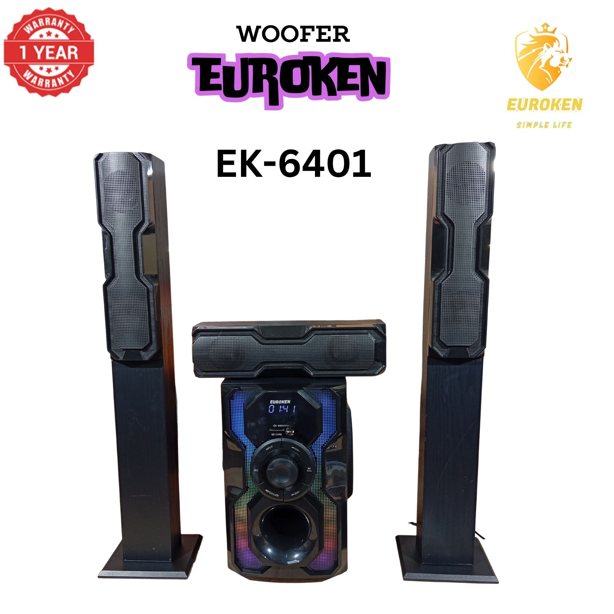【Limited Offer】 NEW EUROKEN Home Theatre System EK-6401 3 In1 Tall Boy Ac 10,000W PMPO Bluetooth Fm USB SD Mem Card Support