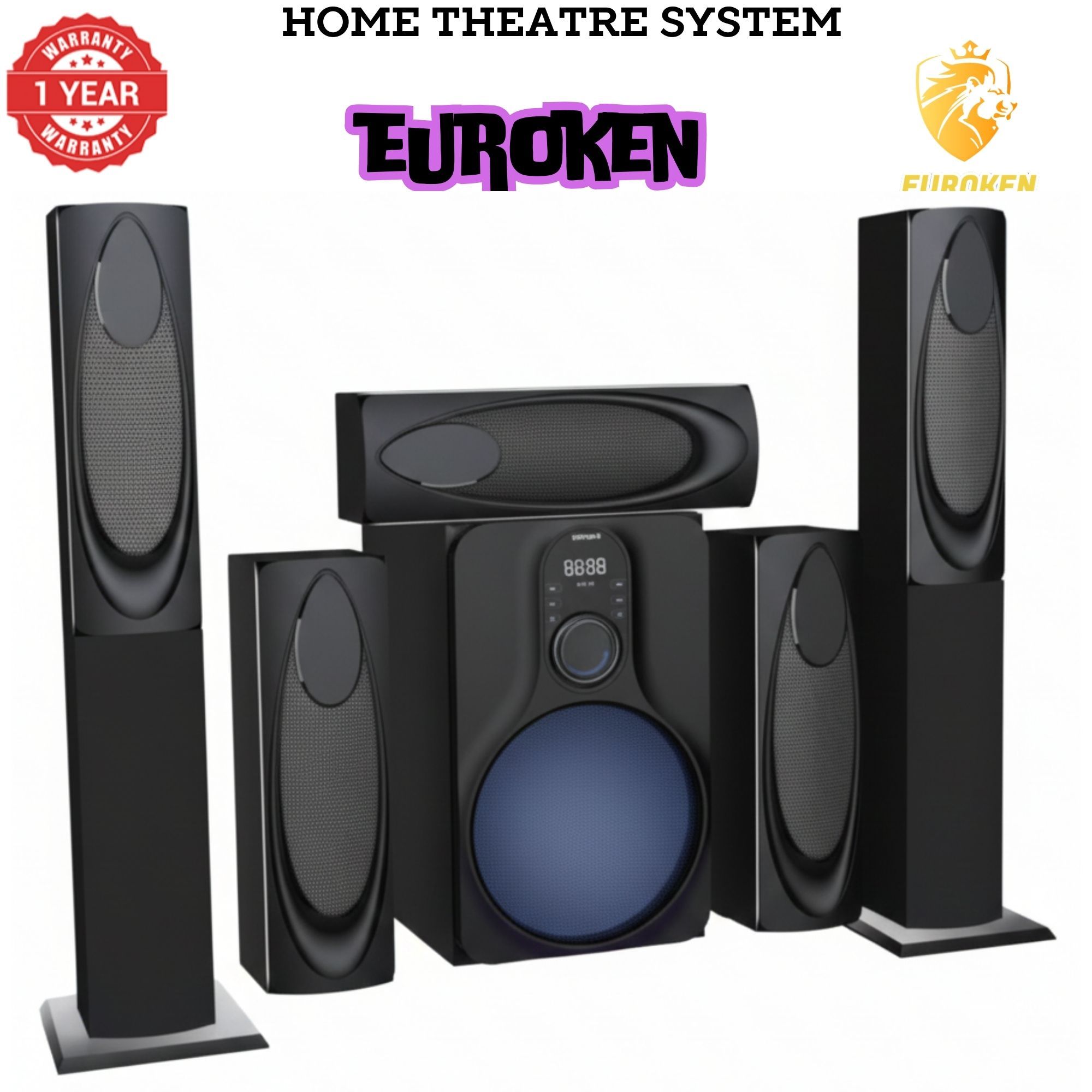 【Limited Offer】New Euroken EK-58K5 Home Theatre System 5 in 1 Tall Boys 15,000 PMPO with Bluetooth ?FM/SD Mem card Support with Super Bass Boost