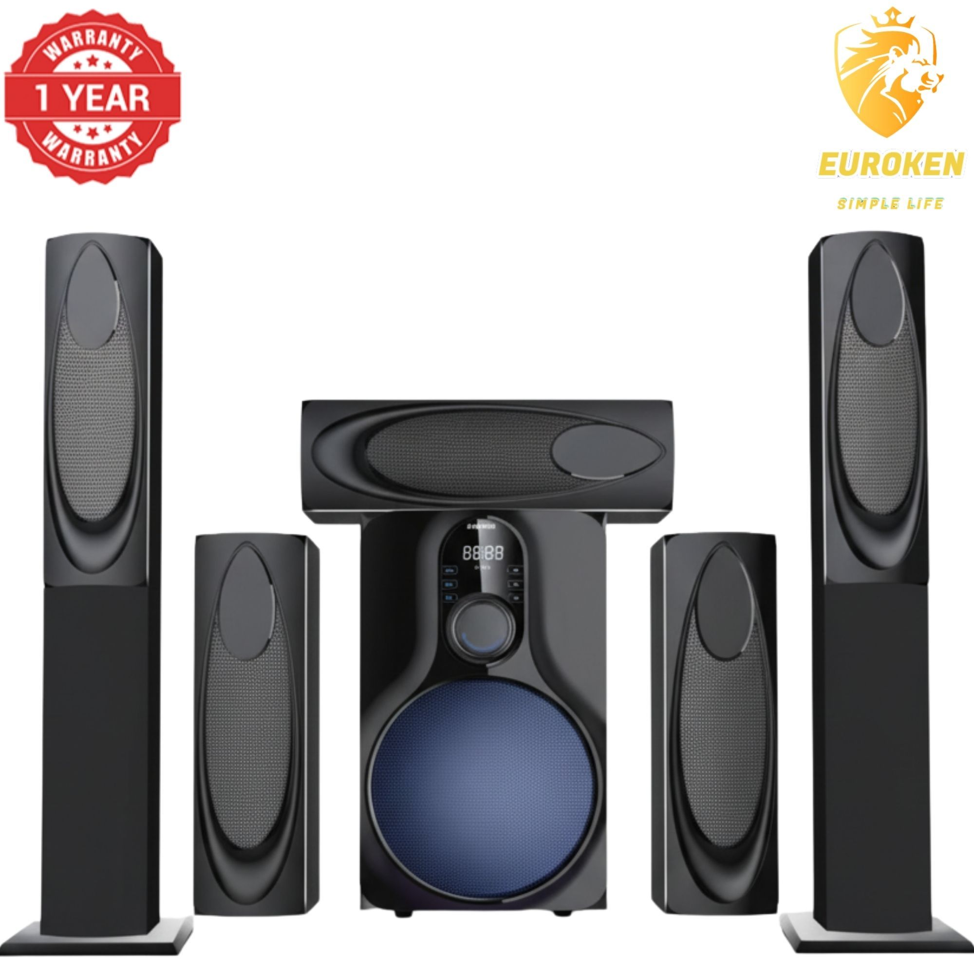 【Limited Offer】New Euroken EK-58K5 Home Theatre System 5 in 1 Tall Boys 15,000 PMPO with Bluetooth ?FM/SD Mem card Support with Super Bass Boost