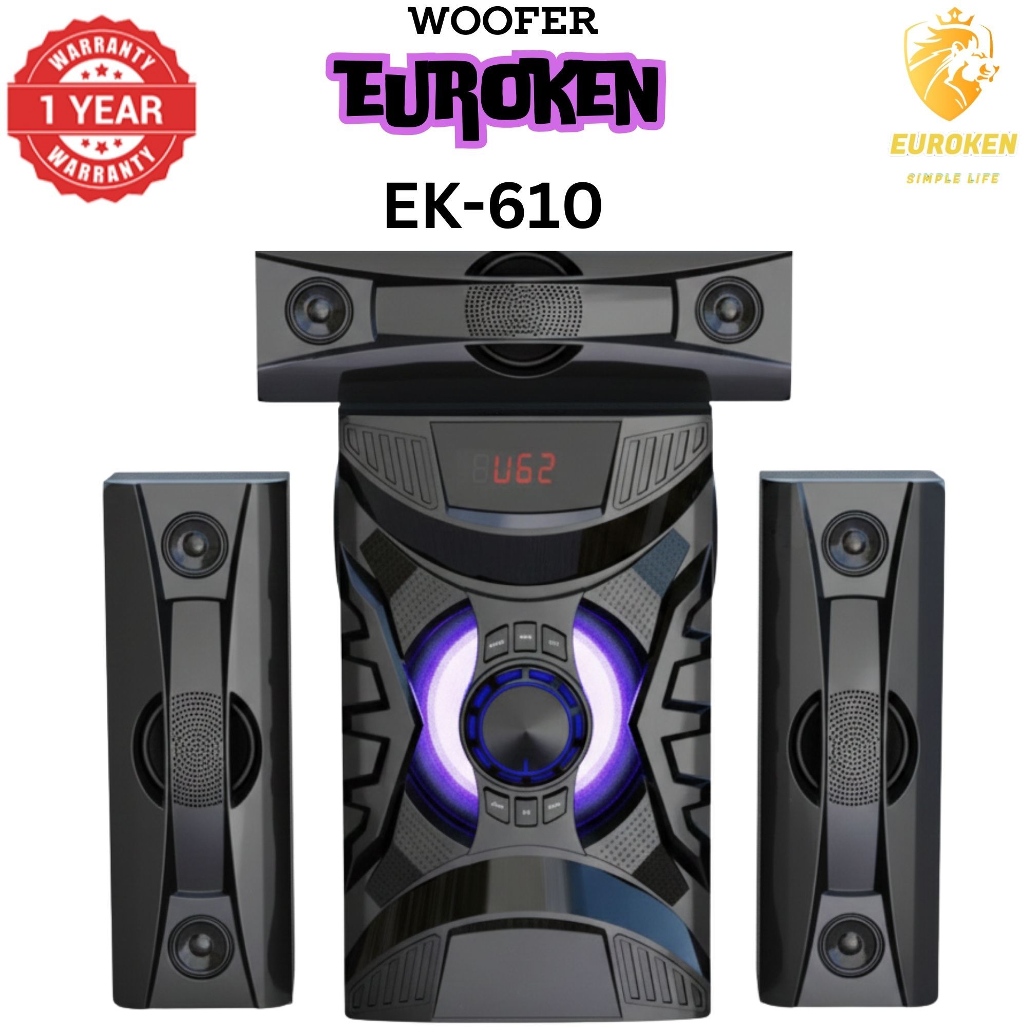 【Exclusive Offer】 NEW EUROKEN EK-610 3.1CH  20,000W Multimedia Bluetooth Woofer Home Theatre Speaker System  Subwoofer BLUETOOTH/USB/SD/FM Home Audio System  with Remote Control