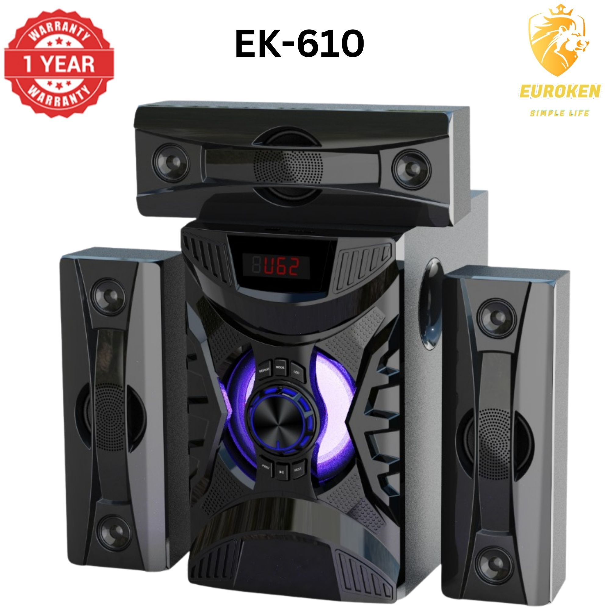 【Exclusive Offer】 NEW EUROKEN EK-610 3.1CH  20,000W Multimedia Bluetooth Woofer Home Theatre Speaker System  Subwoofer BLUETOOTH/USB/SD/FM Home Audio System  with Remote Control