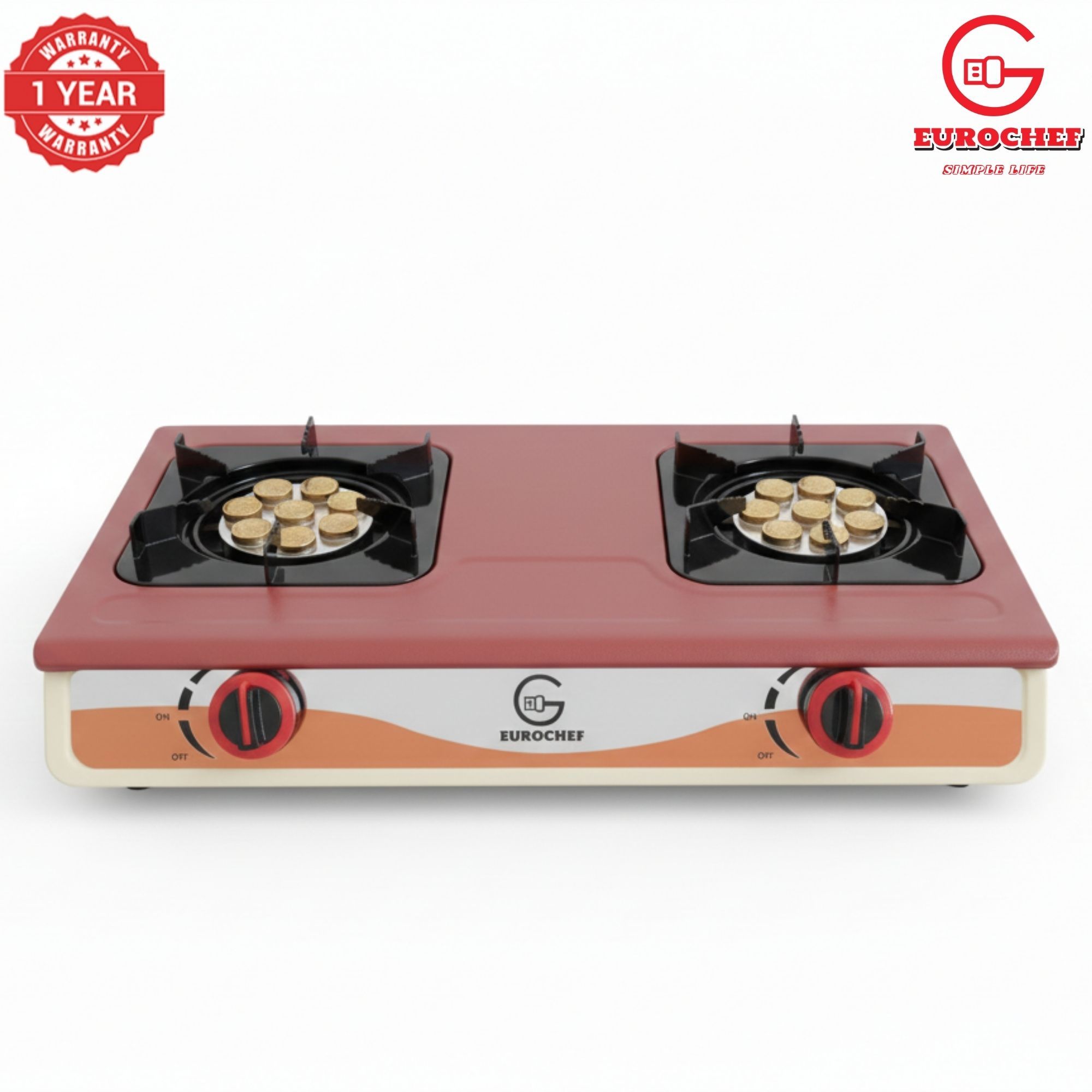 【Limited Offer】Eurochef ST-SUPER02 Heavy Duty Gas Cooker with Cast Iron Burners, Stainless Steel Panel & Auto Ignition