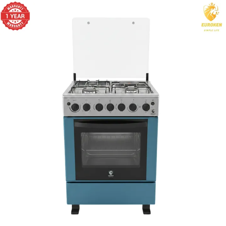 【LIMITED OFFER】 Euroken Euro65-3+1E-E  60l Home Improvement  Free Standing Cooker  3 Gas +1 Hotplate Kitchen Appliance With Electric Oven - 60x65cm