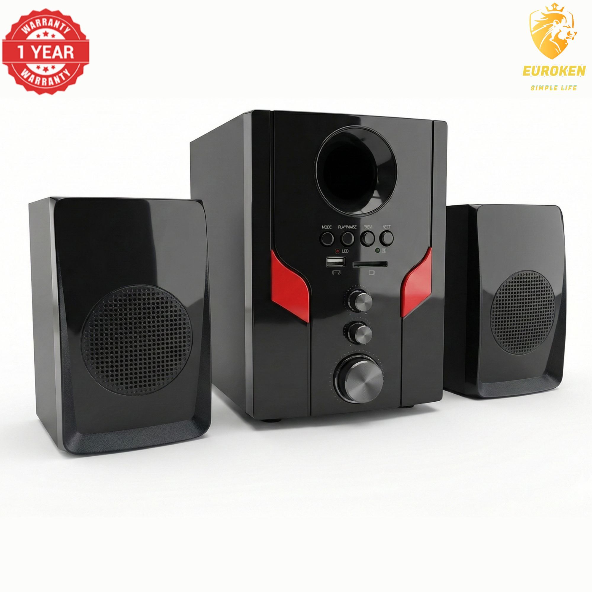 【Exclusive Offer】 Euroken EK-401 2.1CH Subwoofer Speaker 1000W PMPO Woofer Home Theatre Audio Speaker System BLUETOOTH/FM/SD/USB With Remote Control
