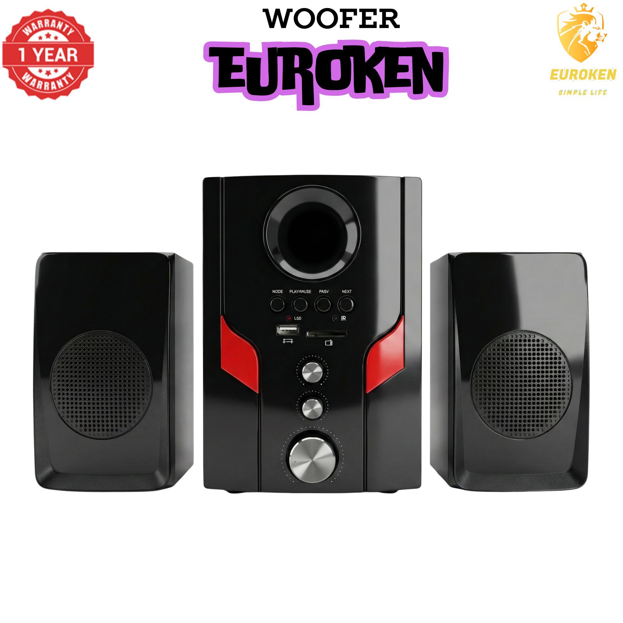 【Exclusive Offer】 Euroken EK-401 2.1CH Subwoofer Speaker 1000W PMPO Woofer Home Theatre Audio Speaker System BLUETOOTH/FM/SD/USB With Remote Control