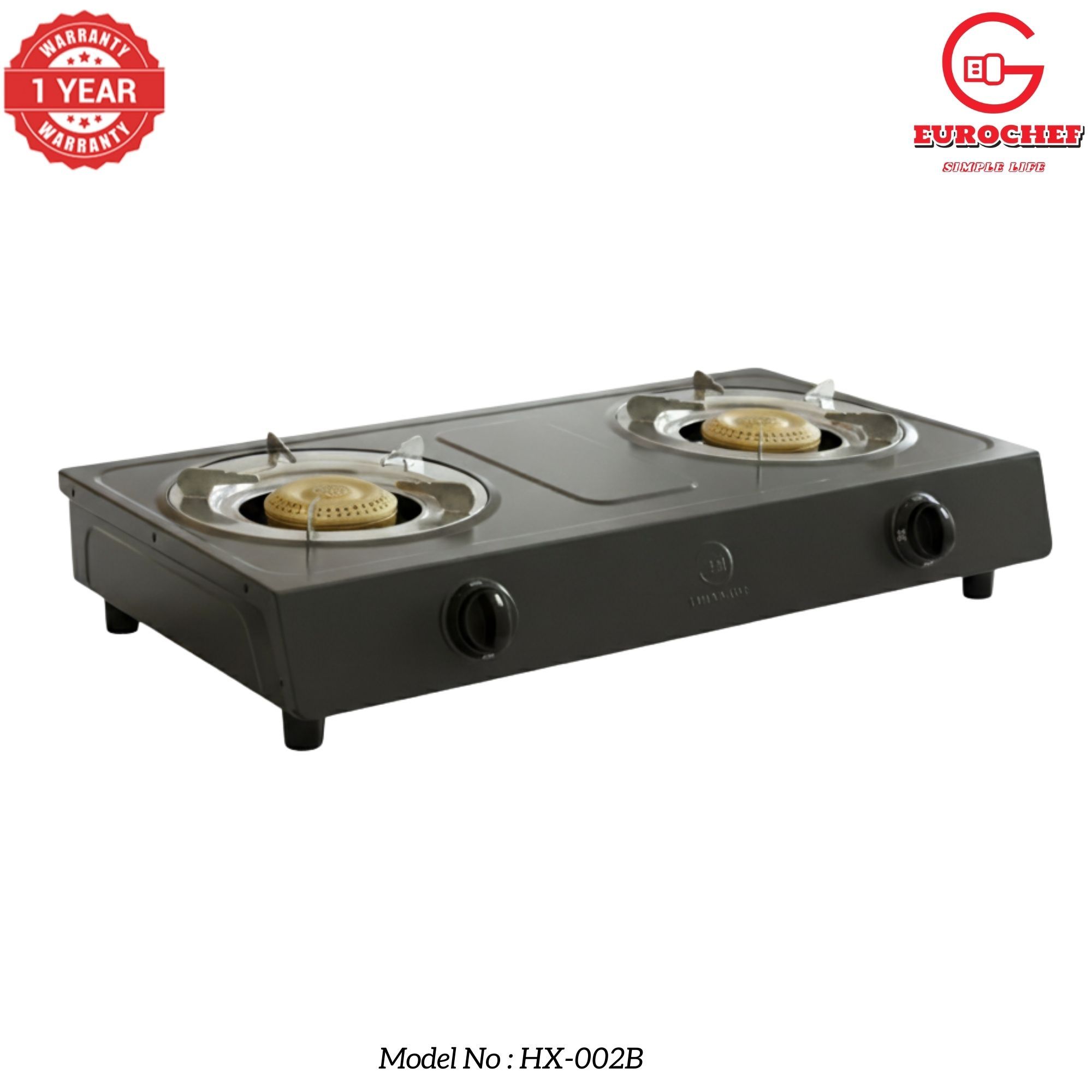 【Limited Offer】 EUROCHEF HX-002B  Table Top Stainless Steel 2 Burner Kitchen Appliance Cooktop Gas Cooker