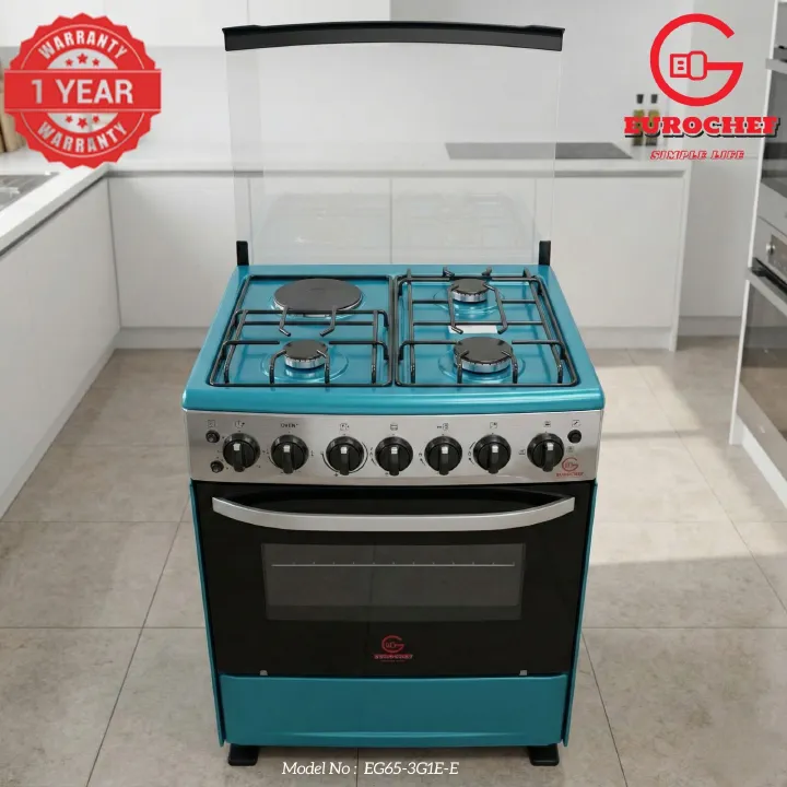 【LIMITED OFFER】 EUROCHEF 60X65 EGT65-3G1E-E Home Improvement 67l  Free Standing Gas Cooker  3 Gas +1 Hotplate Kitchen Appliance With Electric Oven