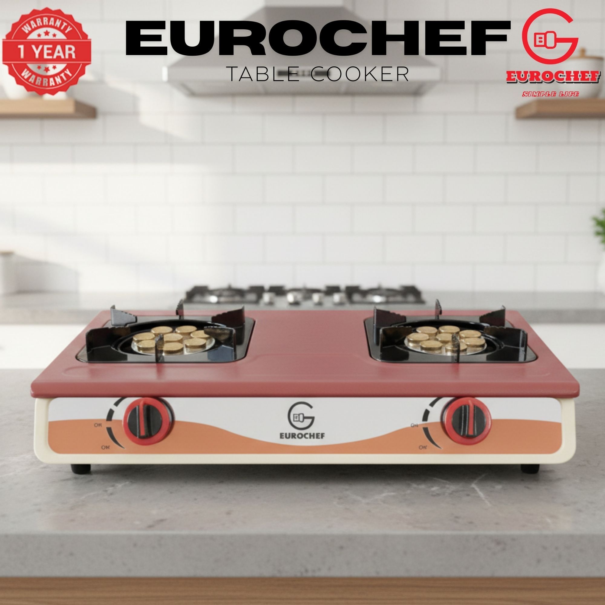 【Limited OfferEurochef ST-SUPER02 Heavy Duty Gas Cooker with Cast Iron Burners, Stainless Steel Panel & Auto Ignition