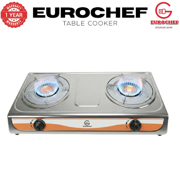 【Limited Offer】Eurochef  ST-G002W Table Top Stainless Steel 2 Burner Kitchen Appliance Cooktop Gas Cooker