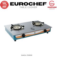 【Limited Offer】EUROCHEF ST-B002M Tornado Design Burner Two Burner Glass Top Table Gas Cooker -Grey