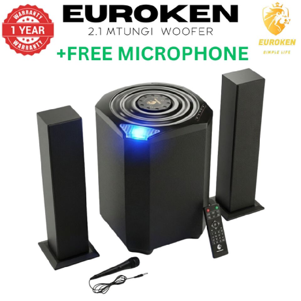 【Exclusive Offer】NEW EUROKEN MTUNGI EK-607 2.1CH With 20,000 PMPO MTUNGI Subwoofer Speaker  Home Theatre Audio System  With Remote Control BLUETOOTH/USB/SD/FM FREE MIC