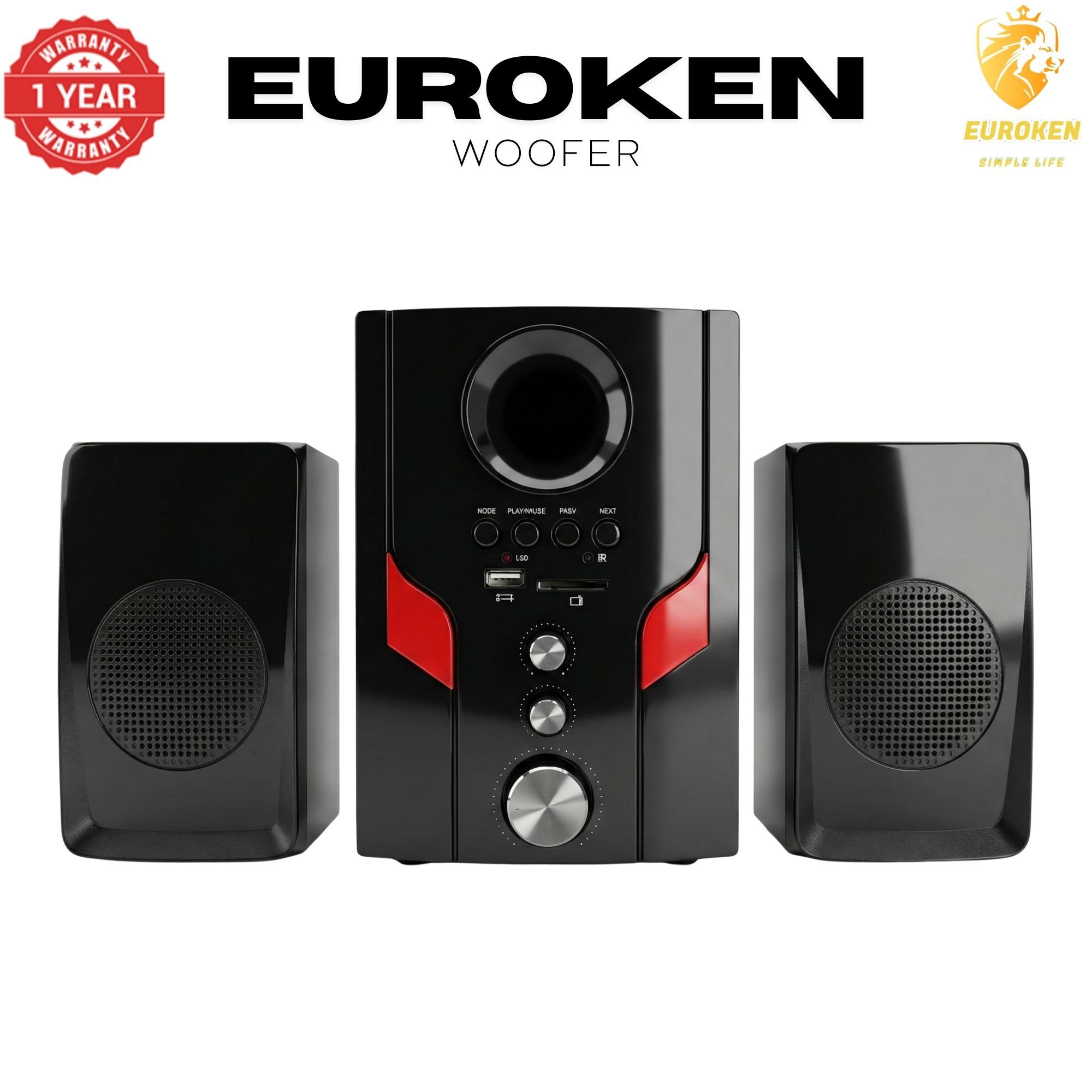 【Exclusive Offer】 Euroken EK-401 2.1CH Subwoofer Speaker 1000W PMPO Woofer Home Theatre Audio Speaker System BLUETOOTH/FM/SD/USB With Remote Control