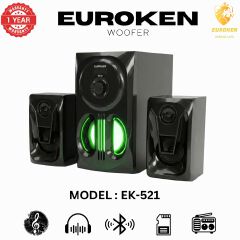 【Exclusive Offer】 Euroken EK-521 2.1CH Subwoofer Speaker 1200W PMPO Woofer Home Theatre Audio Speaker System BLUETOOTH/FM/SD/USB With Remote Control