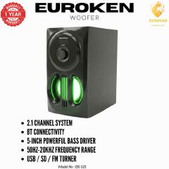 【Exclusive Offer】 Euroken EK-521 2.1CH Subwoofer Speaker 1200W PMPO Woofer Home Theatre Audio Speaker System BLUETOOTH/FM/SD/USB With Remote Control