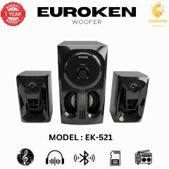 【Exclusive Offer】 Euroken EK-521 2.1CH Subwoofer Speaker 1200W PMPO Woofer Home Theatre Audio Speaker System BLUETOOTH/FM/SD/USB With Remote Control