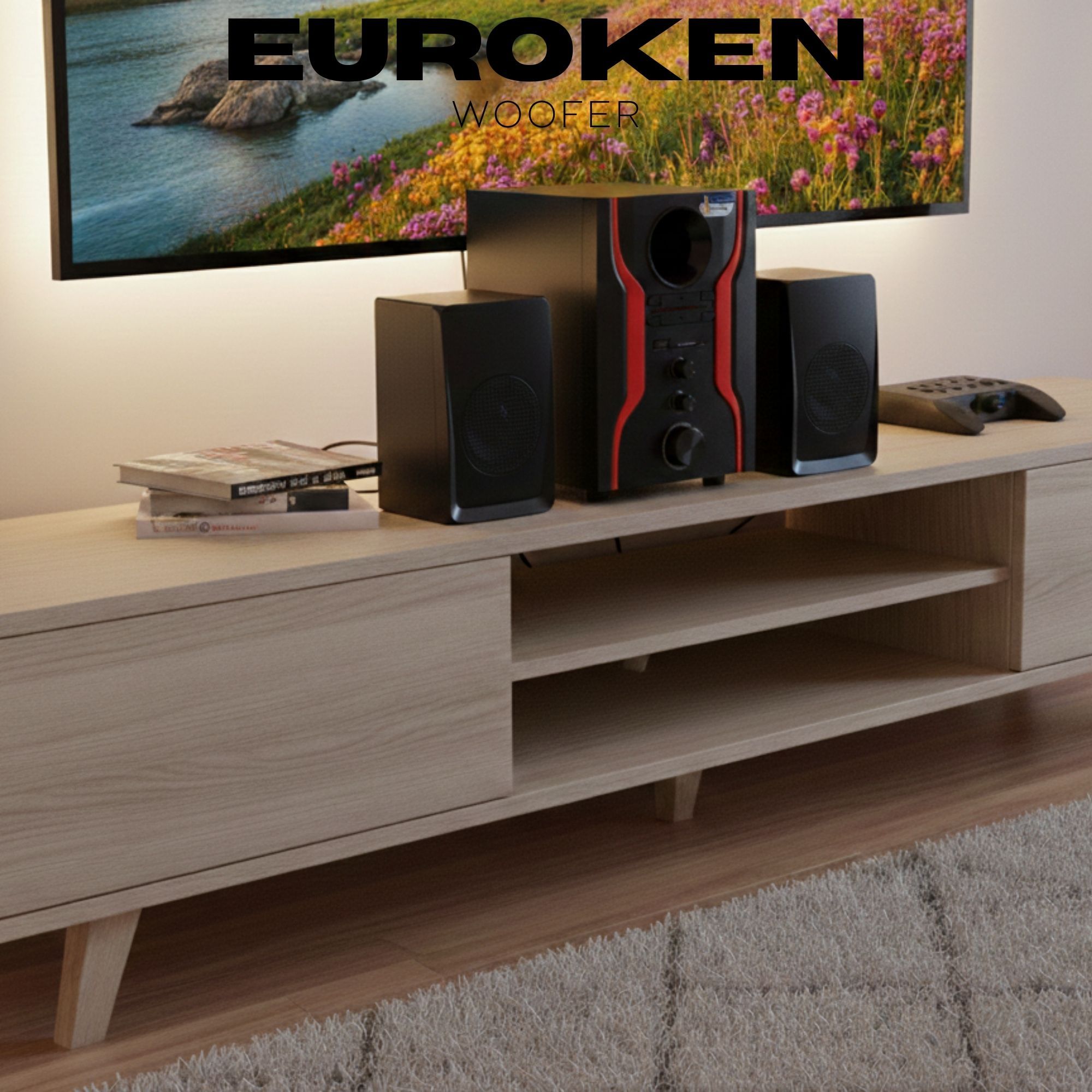 【Exclusive Offer】 Euroken EK-402 2.1CH Subwoofer Speaker 1000W PMPO Woofer Home Theatre Audio Speaker System BLUETOOTH/FM/SD/USB With Remote Control