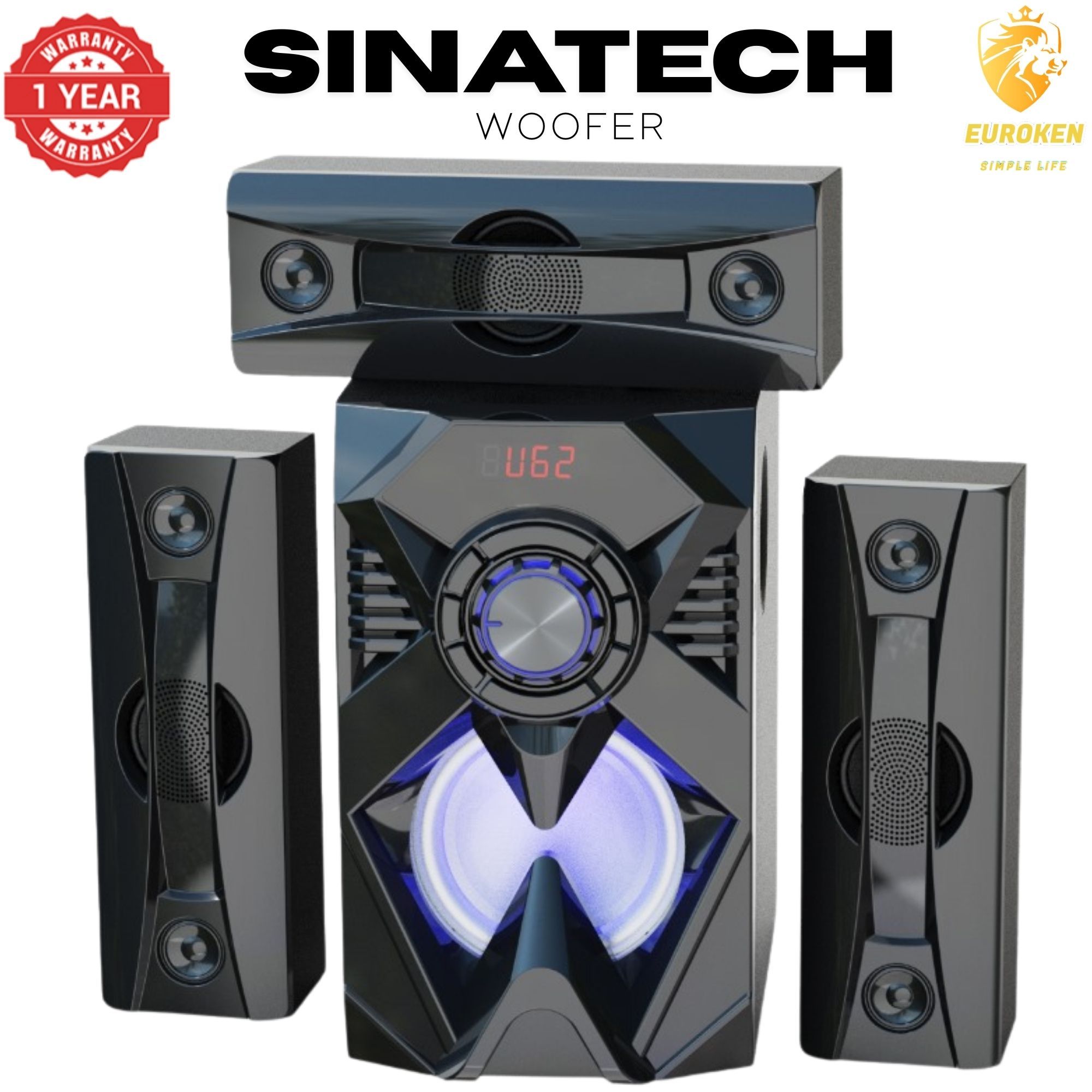 【Exclusive Offer】 NEW SINATECH ST-6301 3.1CH Subwoofer Speaker 20,000W PMPO Woofer Home Theatre Audio Speaker System BLUETOOTH/FM/SD/USB With Remote Control