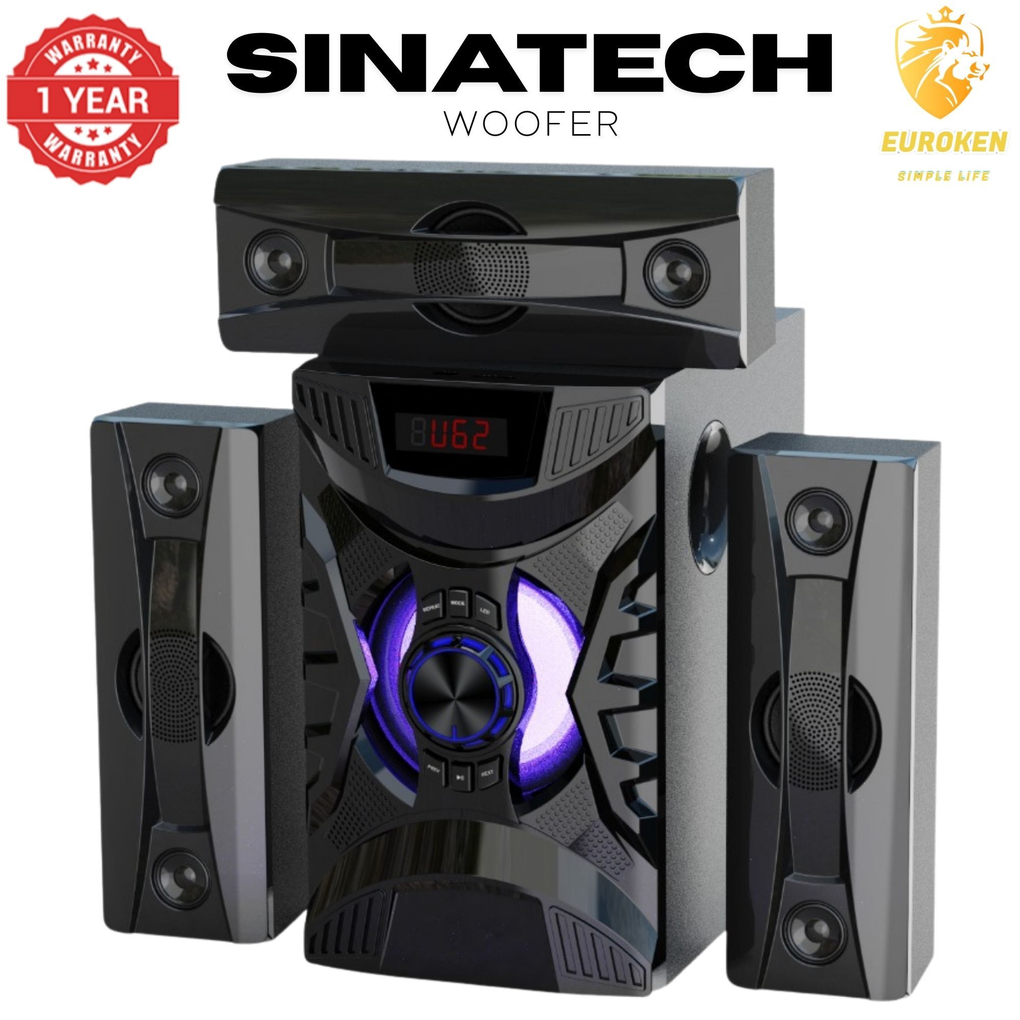 【Exclusive Offer】 NEW SINATECH ST-6310 3.1CH Subwoofer Speaker 20,000W PMPO Woofer Home Theatre Audio Speaker System BLUETOOTH/FM/SD/USB With Remote Control