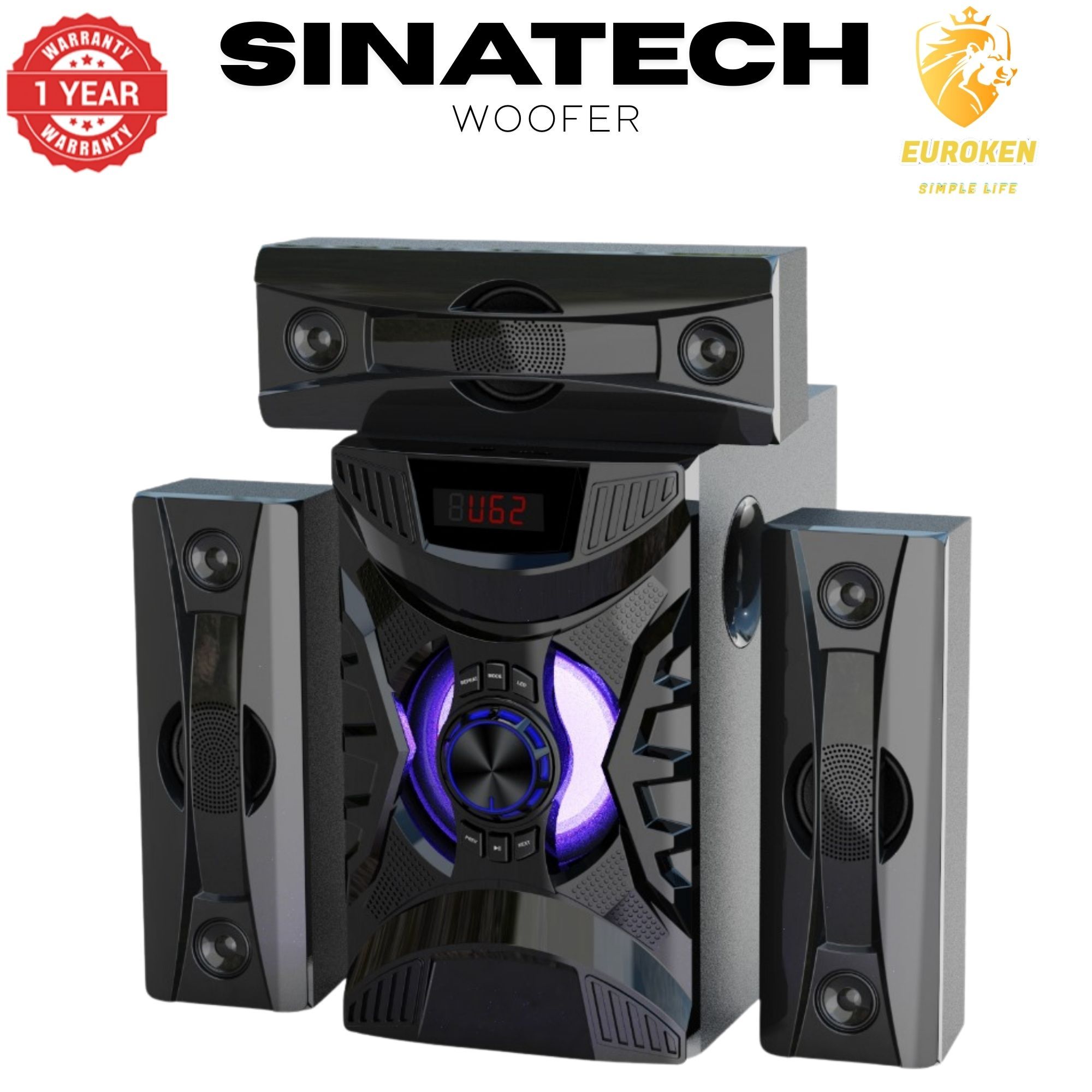 【Exclusive Offer】 NEW SINATECH ST-6310 3.1CH Subwoofer Speaker 20,000W PMPO Woofer Home Theatre Audio Speaker System BLUETOOTH/FM/SD/USB With Remote Control