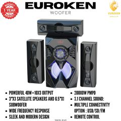 【Exclusive Offer】NEW EUROKEN EK-601 3.1CH With 20,000 PMPO Subwoofer Speaker  Home Theatre Audio System  With Remote Control BLUETOOTH/USB/SD/FM