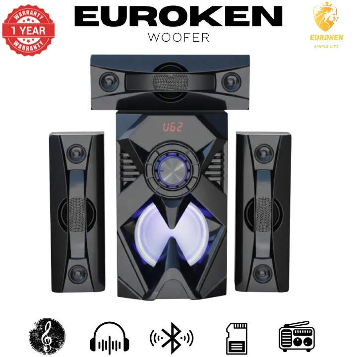 【Exclusive Offer】NEW EUROKEN EK-601 3.1CH With 20,000 PMPO Subwoofer Speaker  Home Theatre Audio System  With Remote Control BLUETOOTH/USB/SD/FM