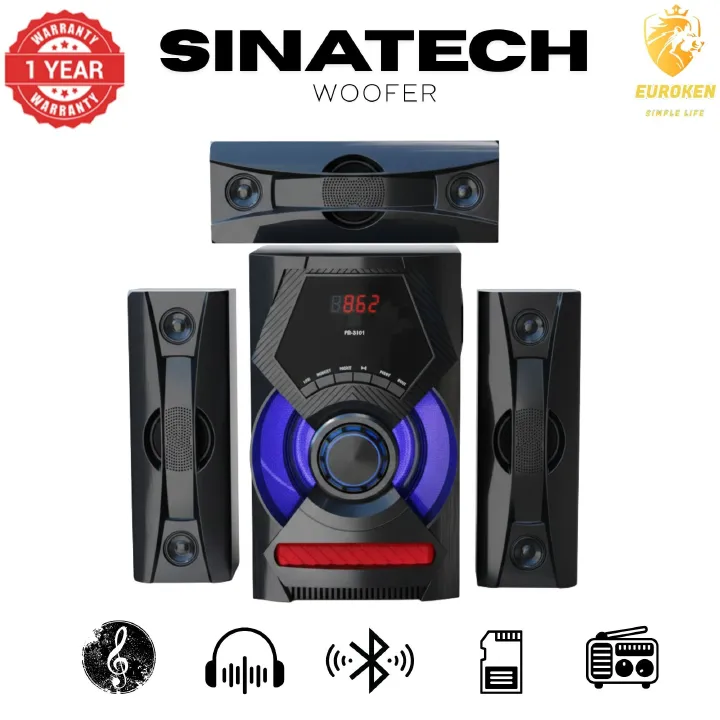 【Exclusive Offer】NEW SINATECH ST-6303 3.1CH With 20,000 PMPO Subwoofer Speaker  Home Theatre Audio System  With Remote Control BLUETOOTH/USB/SD/FM