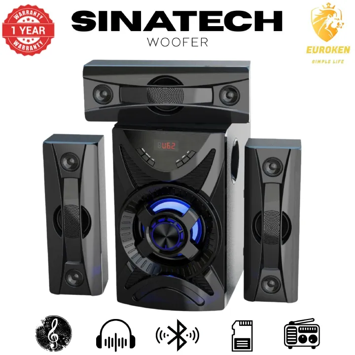 【Exclusive Offer】NEW SINATECH ST-6311 3.1CH With 20,000 PMPO Subwoofer Speaker  Home Theatre Audio System  With Remote Control BLUETOOTH/USB/SD/FM