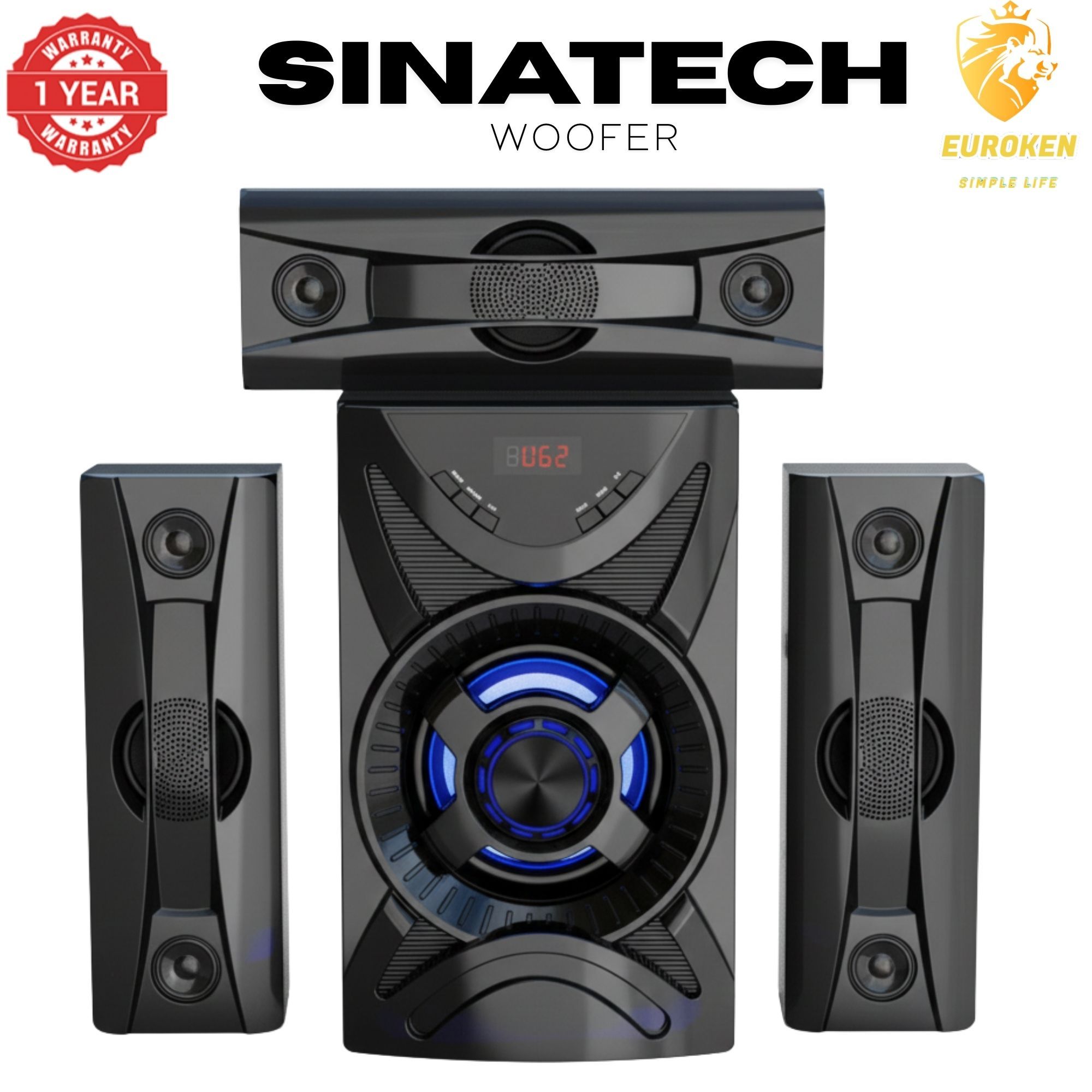【Exclusive Offer】NEW SINATECH ST-6311 3.1CH With 20,000 PMPO Subwoofer Speaker  Home Theatre Audio System  With Remote Control BLUETOOTH/USB/SD/FM