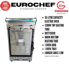 【LIMITED OFFER】 Eurochef 50X55 EGT55-3G1E-E  55L Home Improvement  Free standing Gas Cooker  3 GAS + 1 Hot Plate  Kitchen appliance with electric oven
