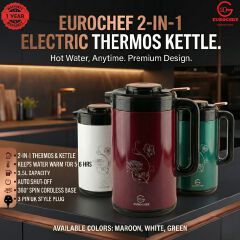 【Limited Offer】 EUROCHEF Thermo Kettle  EC-K53  3.5L 2-in-1 Electric Thermos Kettle & Cordless Water Boiler – Auto Shut-Off