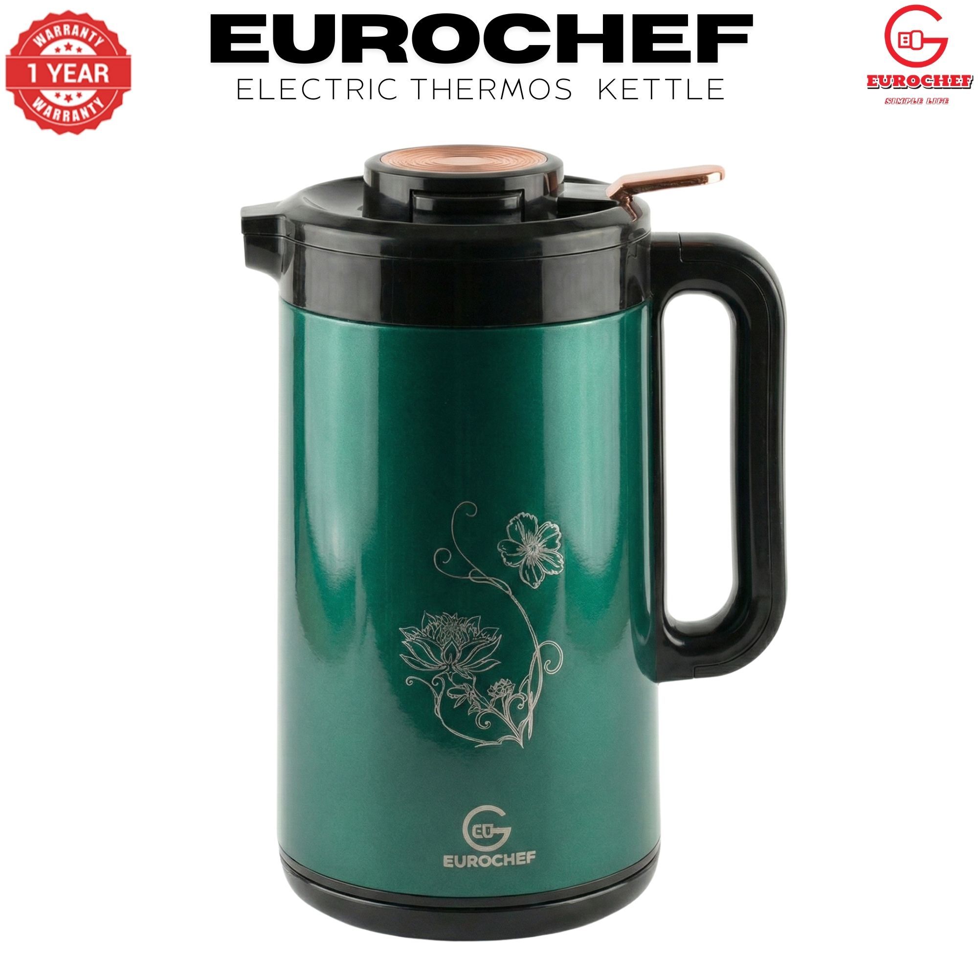 【Limited Offer】 EUROCHEF EC-K53  3.5L 2-in-1 Electric Thermos Kettle & Cordless Water Boiler – Auto Shut-Off