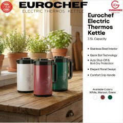 【Limited Offer】 EUROCHEF Thermo Kettle  EC-K53  3.5L 2-in-1 Electric Thermos Kettle & Cordless Water Boiler – Auto Shut-Off