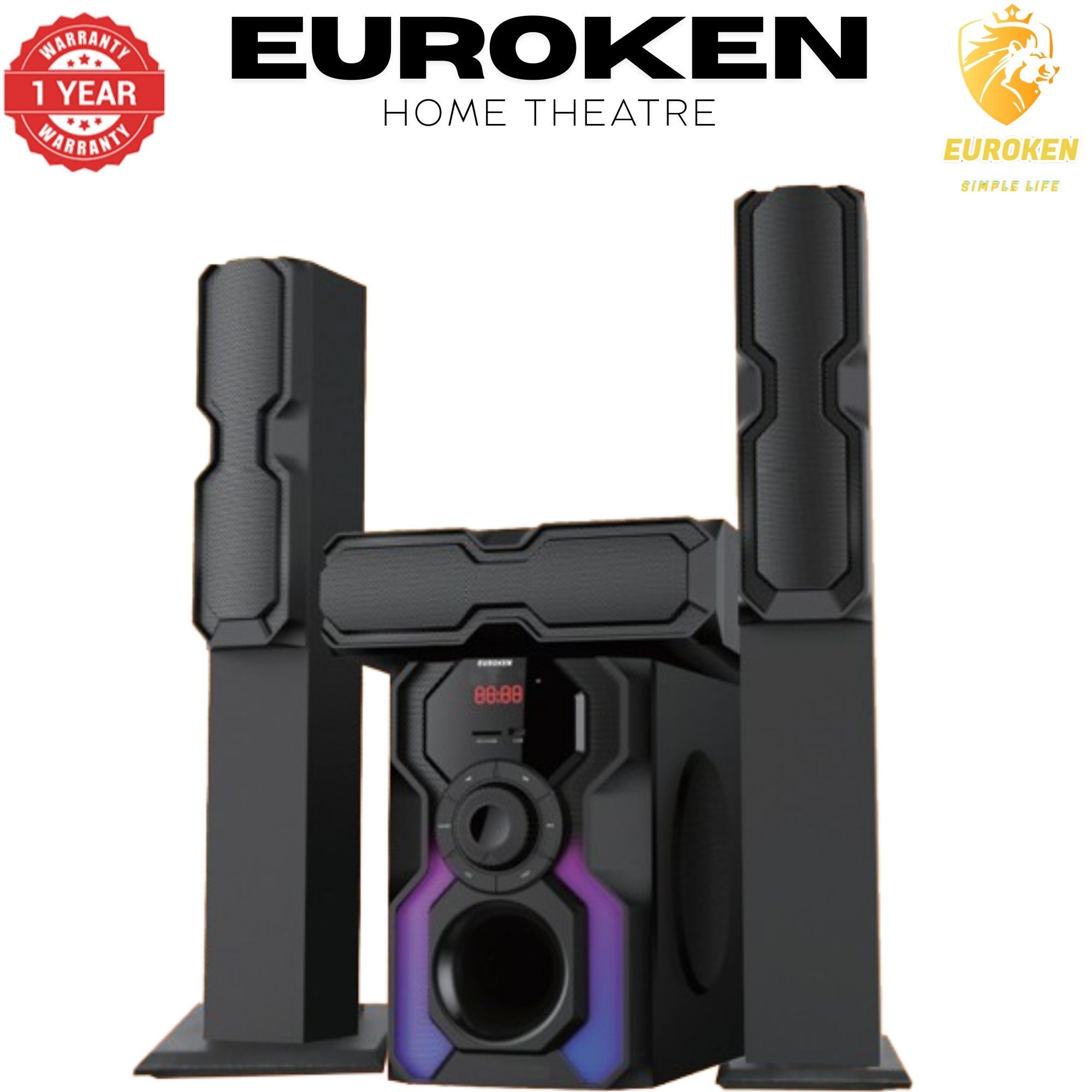 【Limited Offer】 NEW EUROKEN Home Theatre System EK-6401 3 In1 Tall Boy Ac 10,000W PMPO Bluetooth Fm USB SD Mem Card Support
