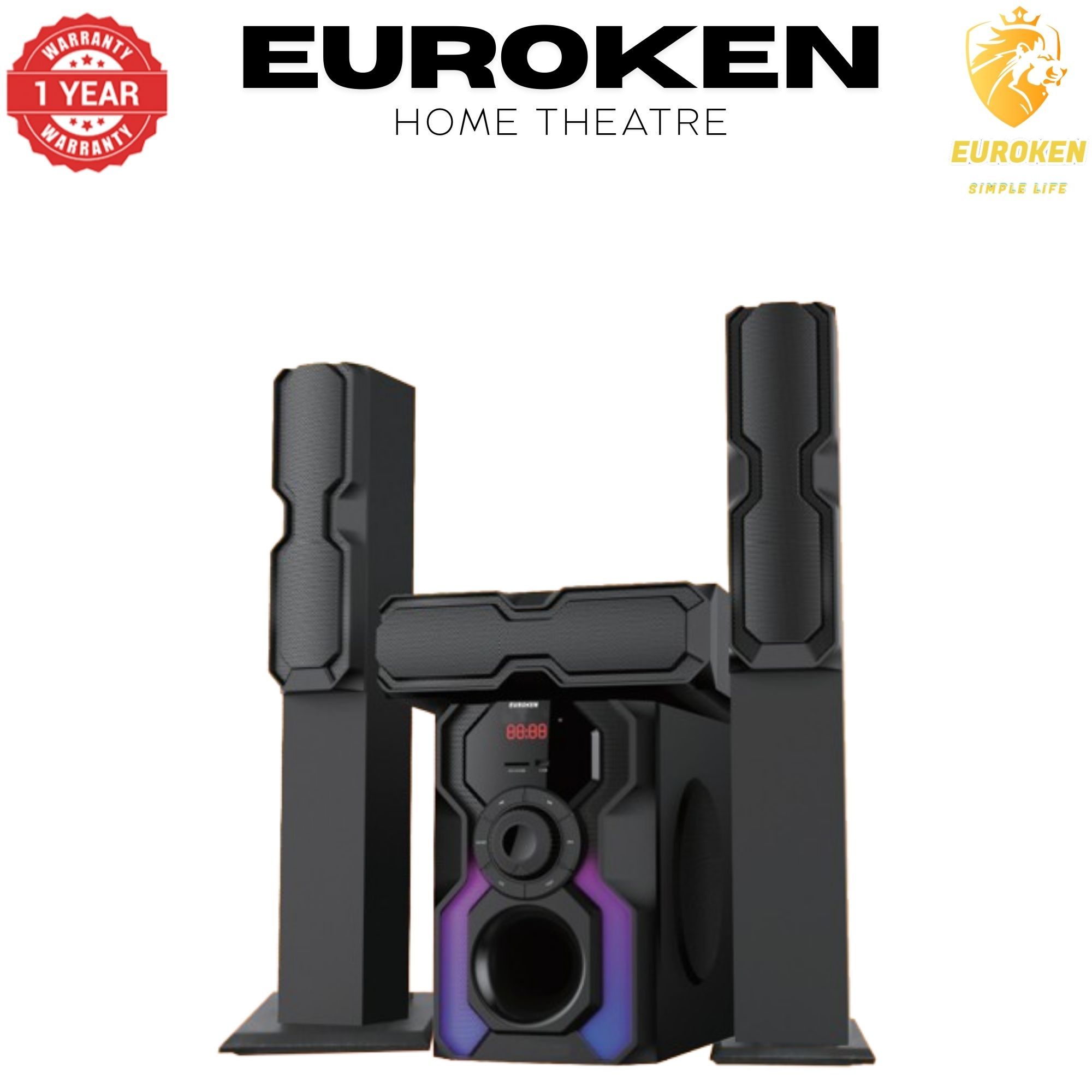 【Limited Offer】 NEW EUROKEN Home Theatre System EK-6401 3 In1 Tall Boy Ac 10,000W PMPO Bluetooth Fm USB SD Mem Card Support