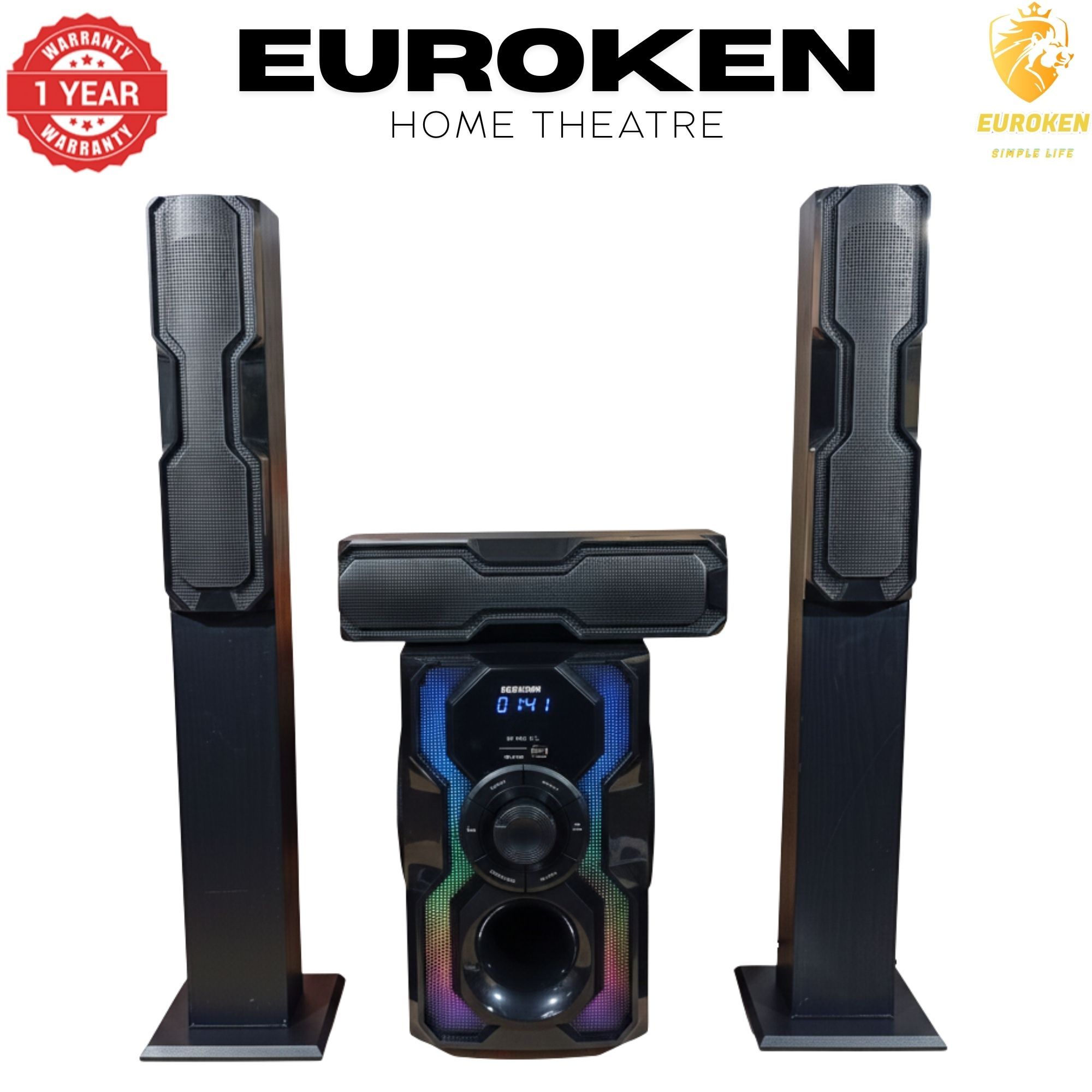 【Limited Offer】 NEW EUROKEN Home Theatre System EK-6401 3 In1 Tall Boy Ac 10,000W PMPO Bluetooth Fm USB SD Mem Card Support