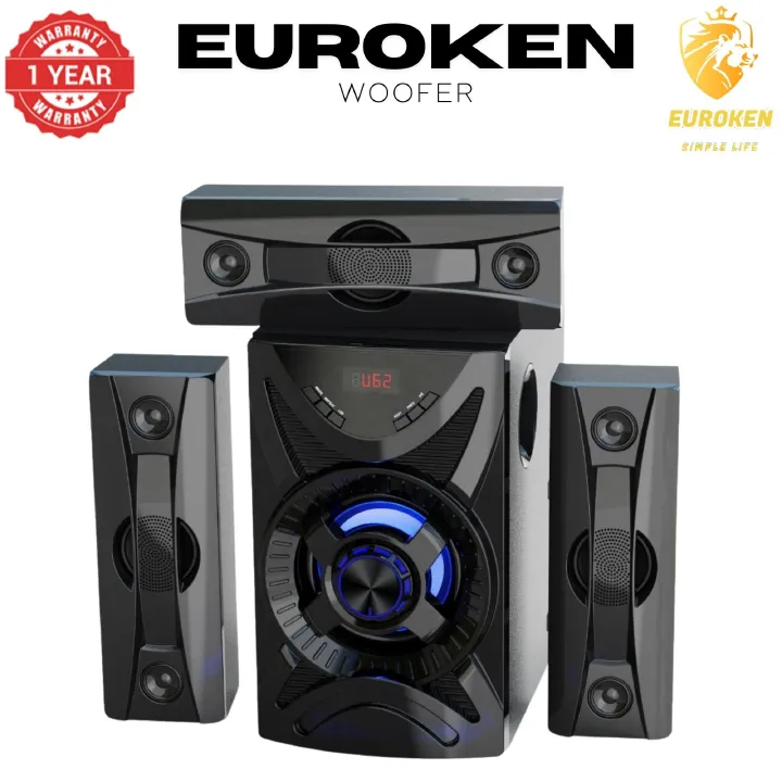 【Exclusive Offer】 NEW EUROKEN EK-611 3.1CH Subwoofer Speaker 20000W PMPO Woofer Home Theatre Audio Speaker System BLUETOOTH/FM/SD/USB With Remote Control