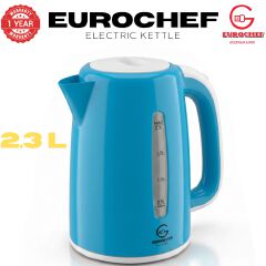 【Limited Offer】 EUROCHEF EC-K06 2.3L Plastic Electric Cordless Kettle Electric Jug for boiling water Kitchen Appliance(1 YR WARRANTY) -PINK BLUE WHITE