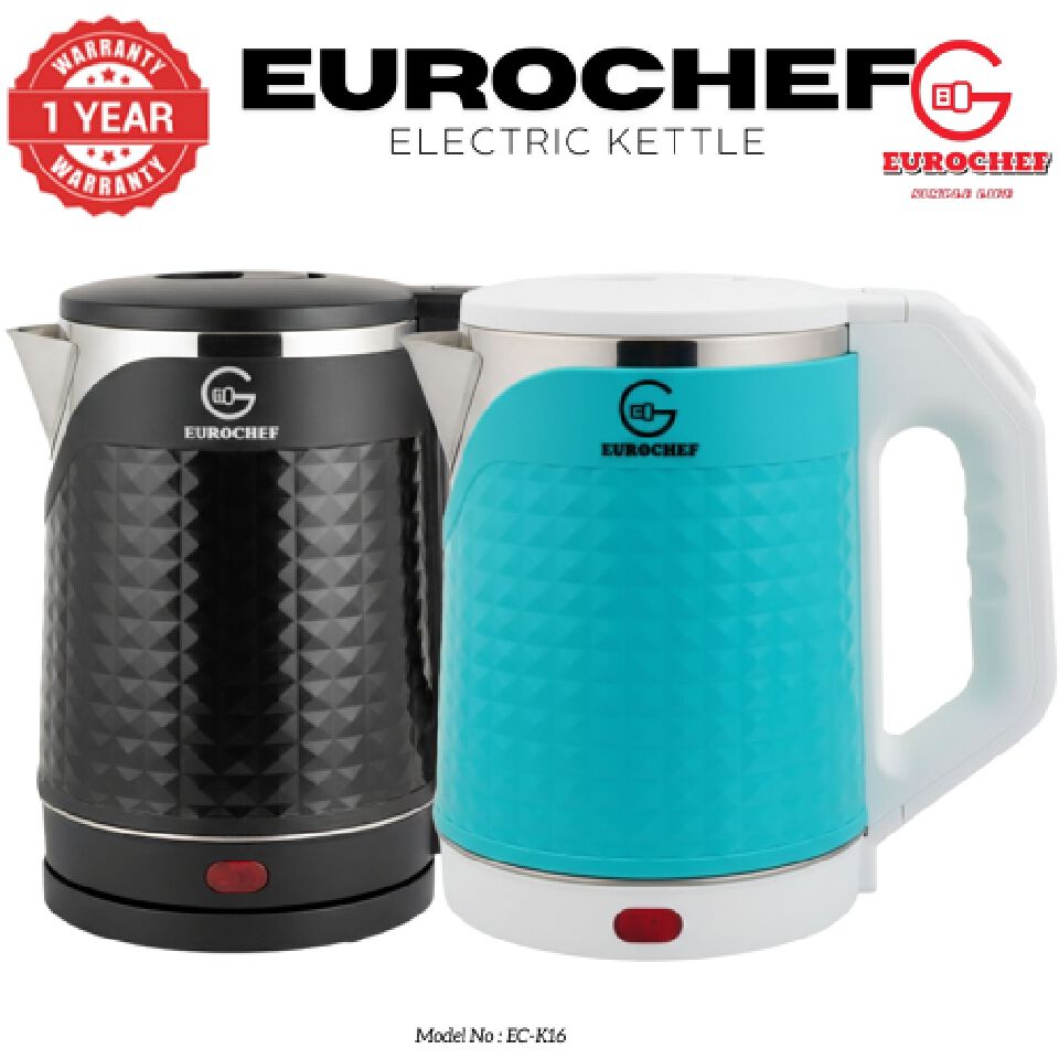 【Limited Offer】 EUROCHEF EC-K16  2 L Stainless steel Electric Cordless Kettle Electric Jug for boiling water Kitchen Appliaance