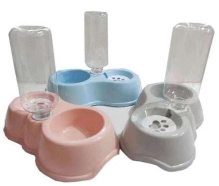 pet bowl , pet feeding bowl 2in1 Automatic doublr pet bowl plus water dispenser 500ml water storage capacity deal for cats and small dog breed Moisture proof mouth pad