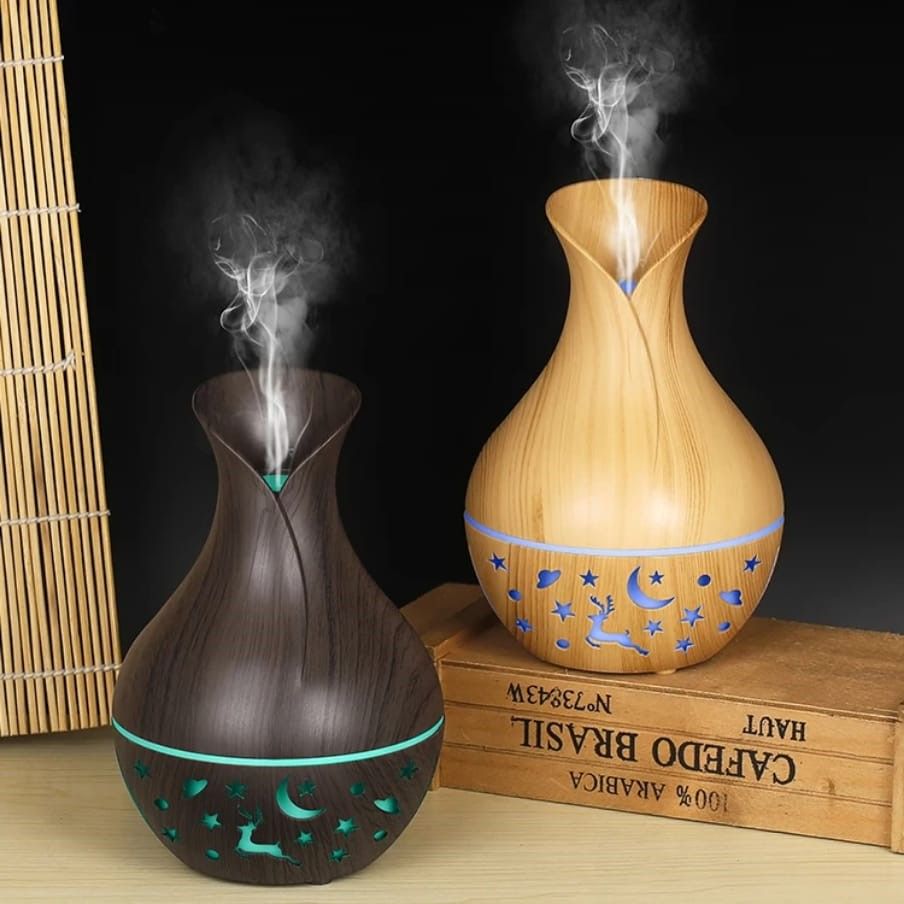 Humidifier , Wooden small vase Ultrasonic Humidifier/Diffuser Capacity: 200Ml colorful night lamp one key start and stop