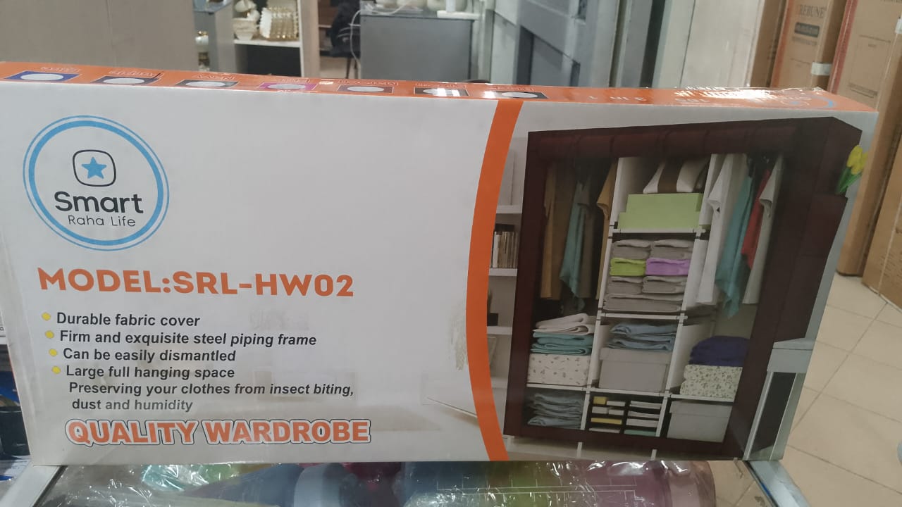 portable wardrobe Wooden wardrobe 3 column with canvas cover