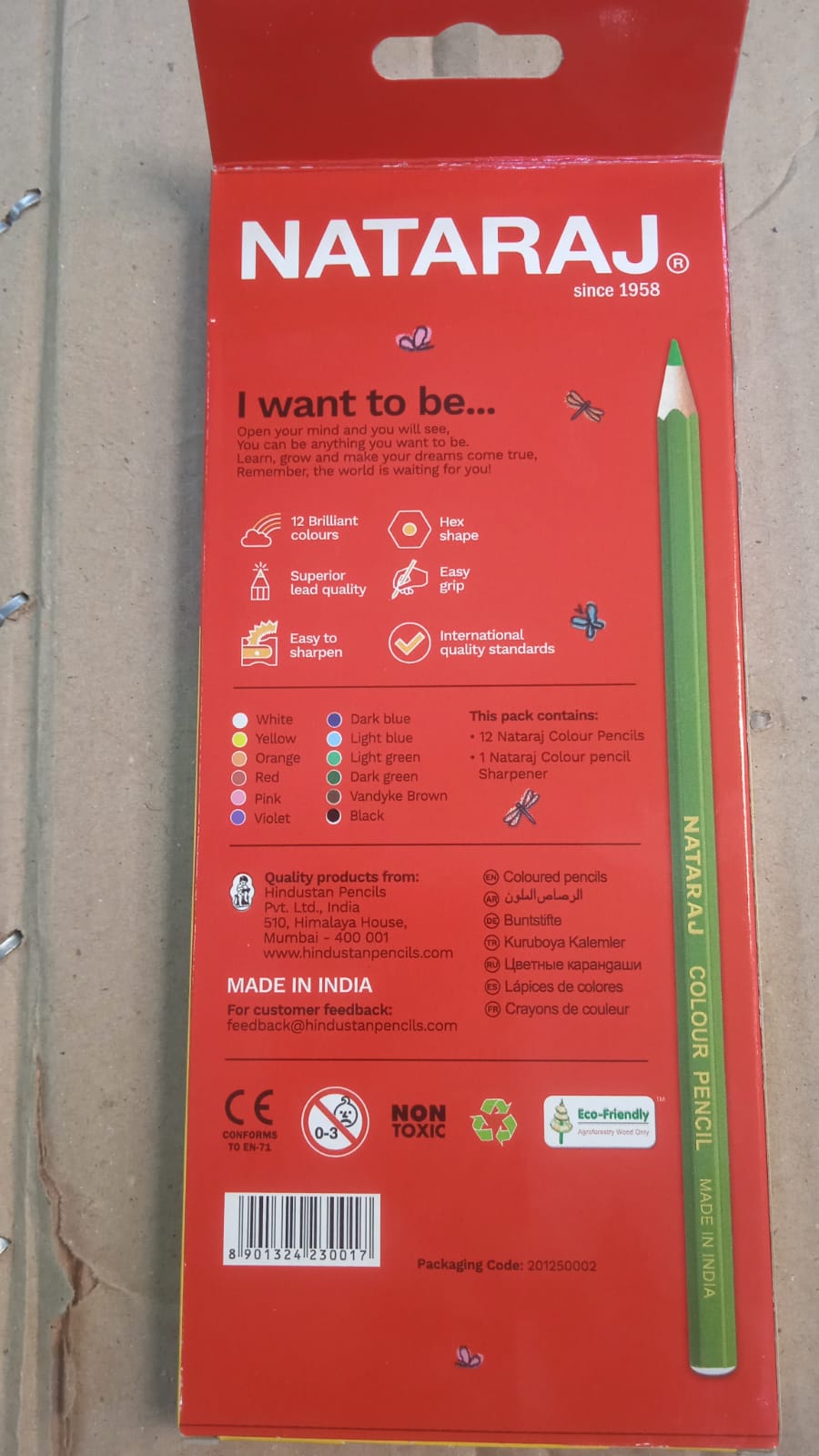 color pencils with free colour pencil sharpener 1 packet natraj