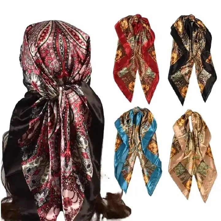 Silk Head Scarf 3 pcs different colors Women Luxury Fashion Scarf
