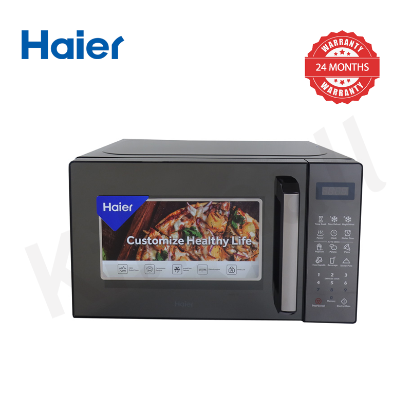 Haier 20L Microwave Oven HM20DB | 700W | 6 Auto Menus | 11 Power Levels | Auto Defrost | Speed Defrost | Cooking Alert | 2-Year Warranty