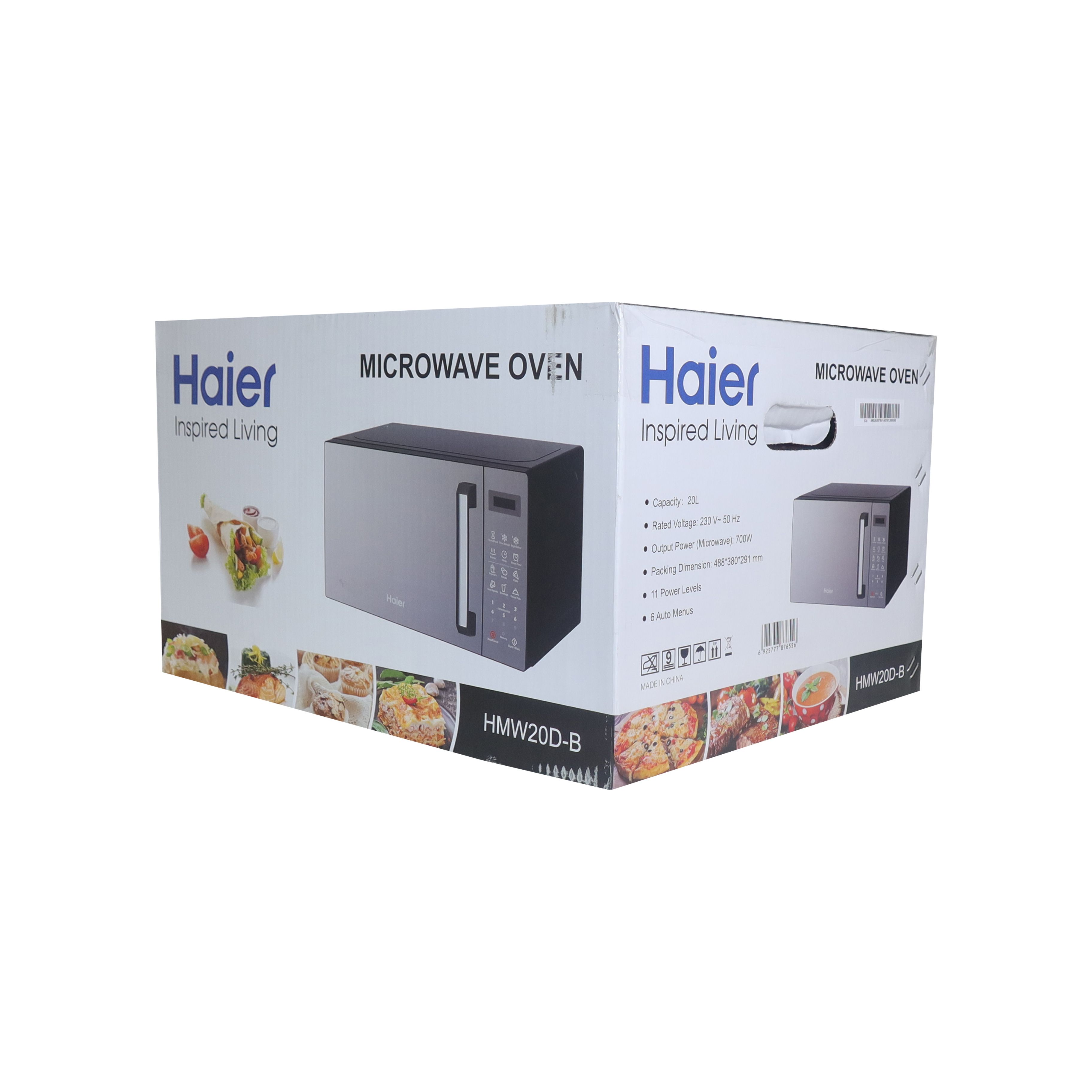 Haier 20L Microwave Oven HM20DB | 700W | 6 Auto Menus | 11 Power Levels | Auto Defrost | Speed Defrost | Cooking Alert | 2-Year Warranty