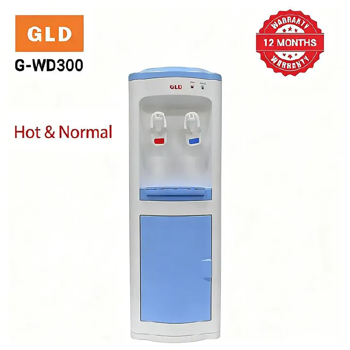 GLD Top Loading Hot and Normal Standing Water Dispenser(G-WD300) with Storage Cabinet Large Capacity, 2 Faucets, for Home Office Kitchen Household Appliance