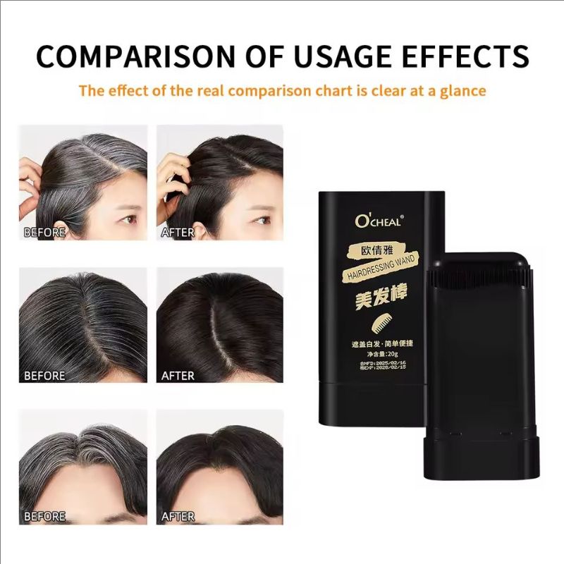 Quick Touch-Up Hair Stick Beard Color Stick Portable Temporary Quick Coverage Hair Pen Instant Dye Stick Comb