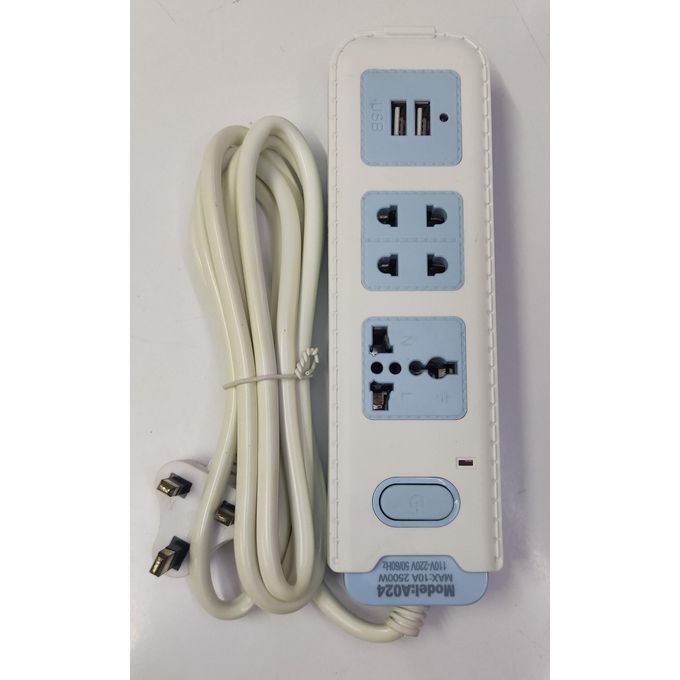 Heavy Duty 3 Ways Extension/2 Usb Charging Ports