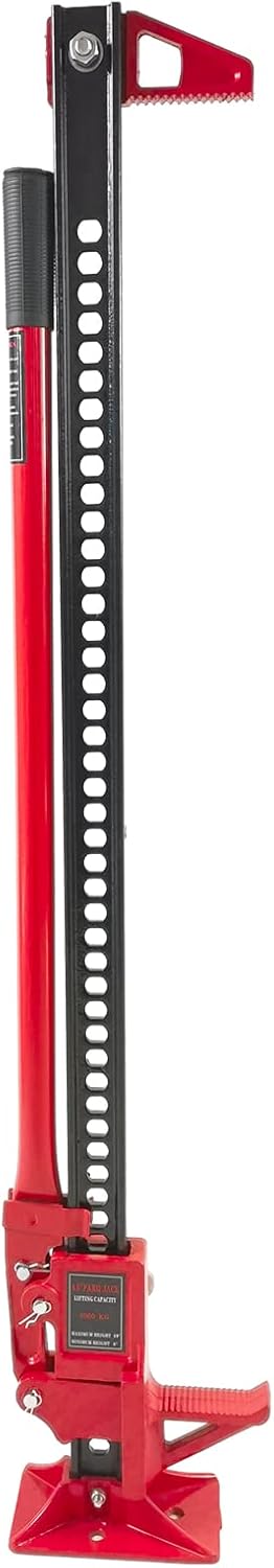 48-Inch High-Lift Ratchet Off-Road Utility Farm Jack, 6000 Pound/3 Ton Capacity in Red, Suitable for Farm, Automotive, Truck, Off-Road Vehicle, Jeep, SUV, and More. (48")