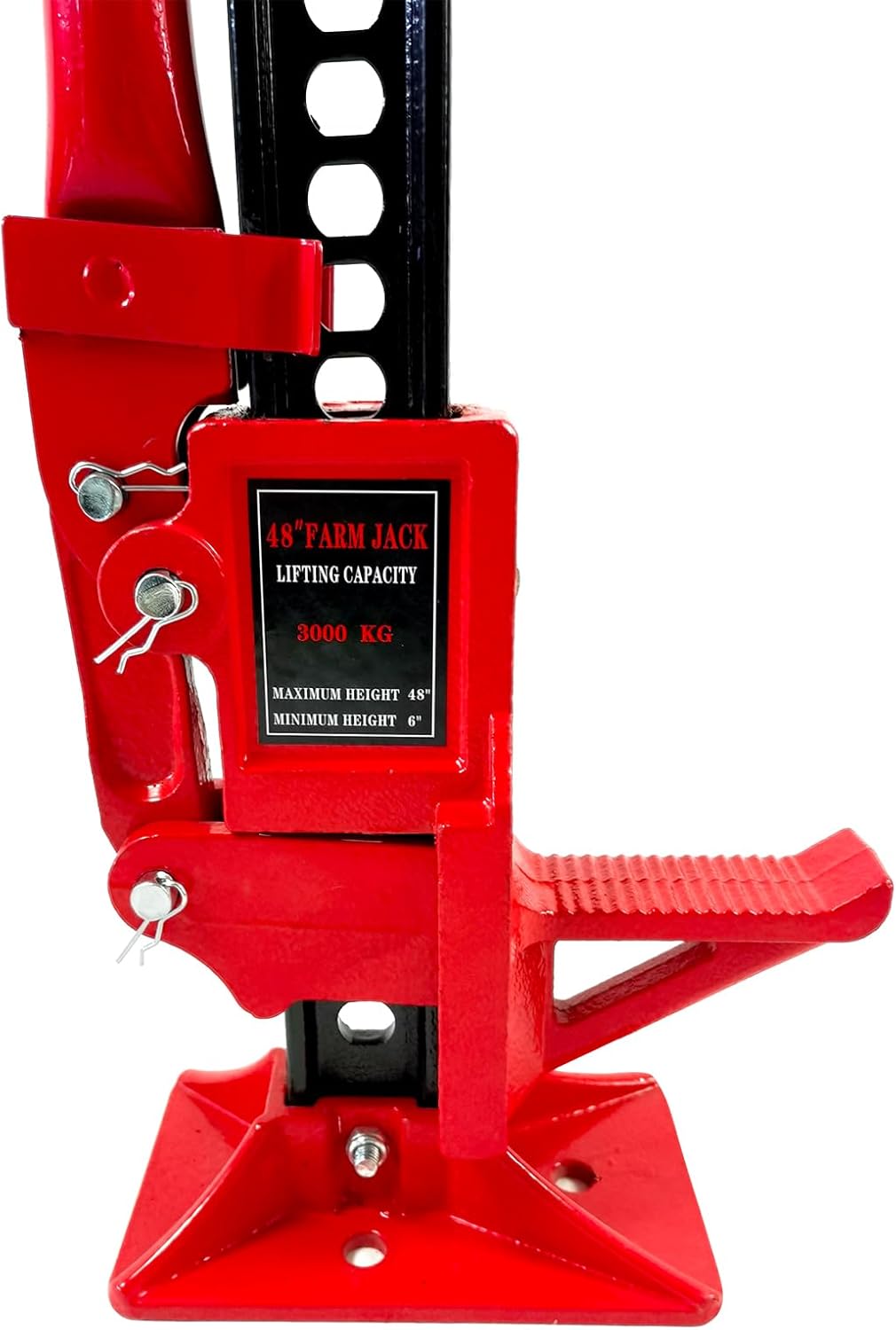 48-Inch High-Lift Ratchet Off-Road Utility Farm Jack, 6000 Pound/3 Ton Capacity in Red, Suitable for Farm, Automotive, Truck, Off-Road Vehicle, Jeep, SUV, and More. (48")